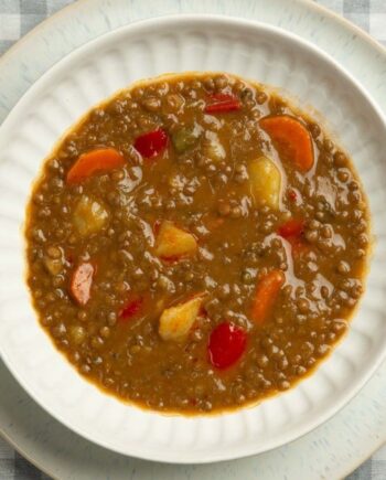 Lentejas con verduras salteadas